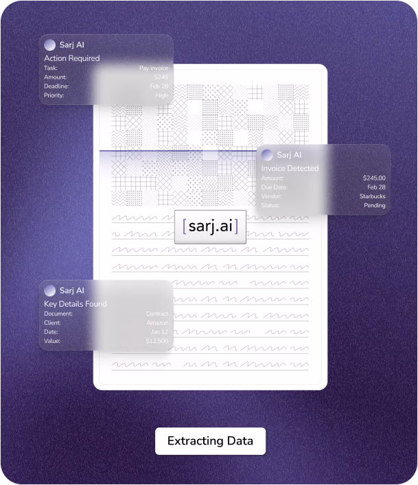 Sarj AI document intelligence dashboard